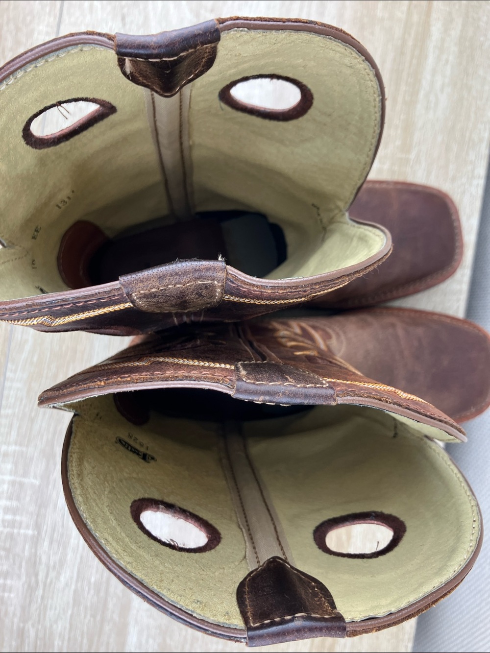 Justin 10 WIDE Stampede Rush Western Boots Cowboy Square Toe Brown Leather - Picture 13 of 16